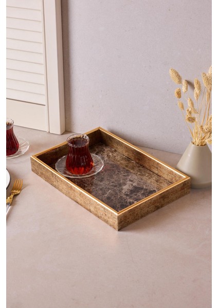 Turin Black Marble Tepsi 22X33 cm