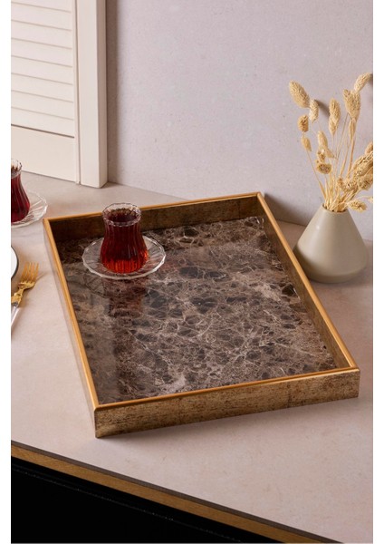 Turin Black Marble Tepsi 33X45 cm