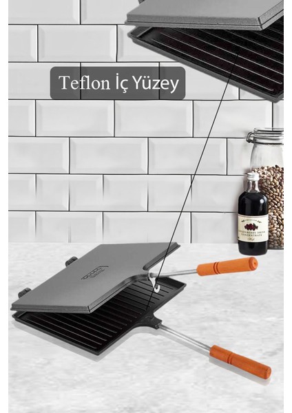 Pratik ve Şık Tost Makinesi, Ocak Üstü Teflon Yüzeyli, Hızlı Isıtma