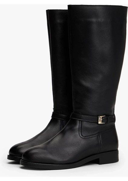 Th Tokalı Süvari Stili Uzun Deri Kadın Siyah Bot FW0FW08873BDS fiyatları