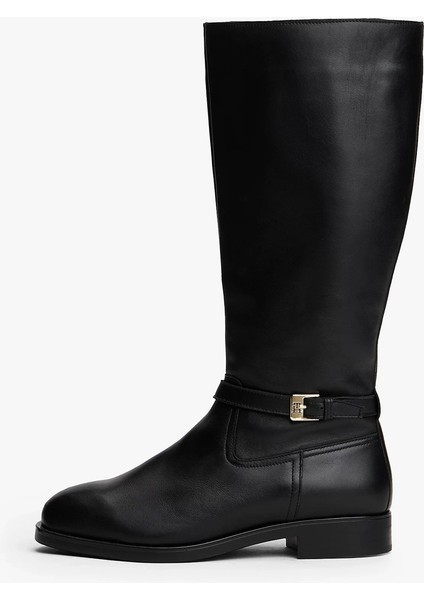 Th Tokalı Süvari Stili Uzun Deri Kadın Siyah Bot FW0FW08873BDS indirimleri