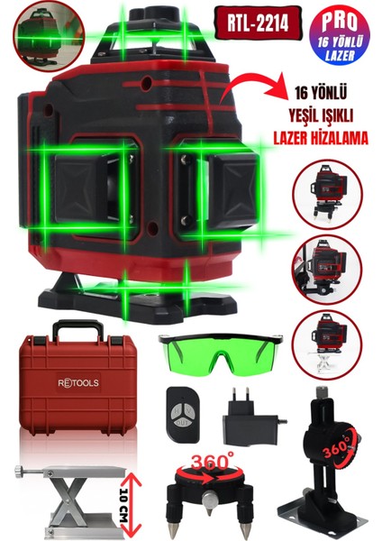 RTL-2214 Retools Bordo 16 Yönlü Lazer