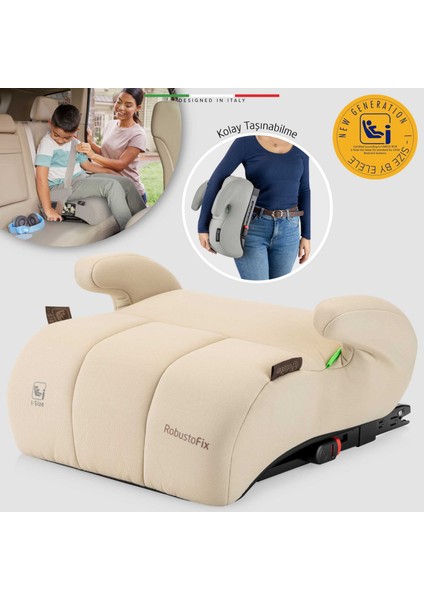 Robustofix I-Size Yükseltici Oto Koltuğu Isofix 125-150 cm 15-36 kg Bej