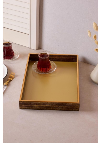 Turin Gold Dikdörtgen Tepsi 25X37 cm