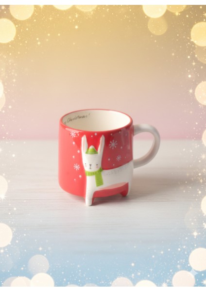 3D Hayvan Figürlü Kış Temalı Seramik Kupa 420 ml