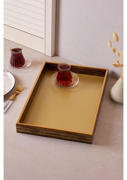 Turin Gold Dikdörtgen Tepsi 28X40 cm