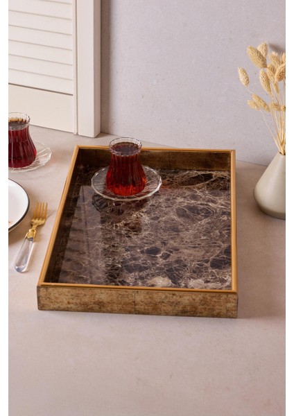 Turin Black Marble Tepsi 28X40 cm