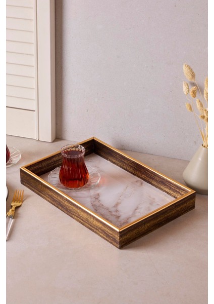 Turin White Marble Tepsi 22X33 cm