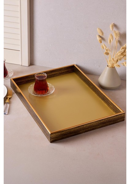 Turin Gold Dikdörtgen Tepsi 33X45 cm