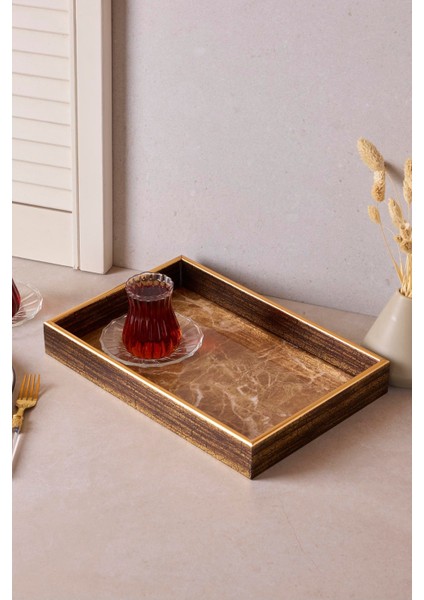 Turin Brown Marble Tepsi 22X33 cm