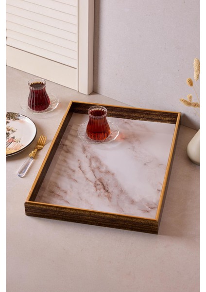 Turin White Marble Tepsi 33X45 cm