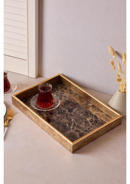 Turin Black Marble Tepsi 25X37 cm