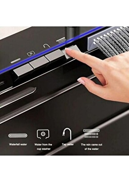 Paslanmaz Çelik Tam Otomatik 9 Fonksiyonlu Eviye Seti Tezgah Üstü Antrasit Renk