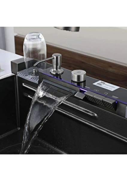 Paslanmaz Çelik Tam Otomatik 9 Fonksiyonlu Eviye Seti Tezgah Üstü Antrasit Renk