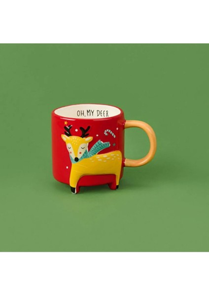 3D Hayvan Figürlü Kış Temalı Seramik Kupa 420 ml