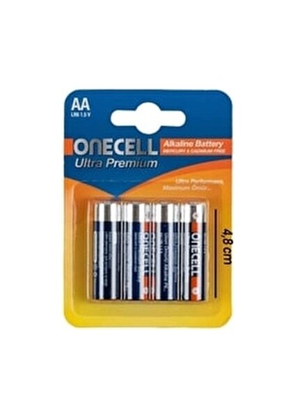 Ultra Premium Alkalin 1,5 V 4'lü AA Boy Pil Uzun Ömürlü Güç