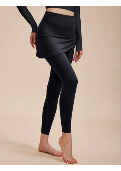 Yüksek Bel Etek Detaylı Kadın Tayt ve Atlet – Şık ve Rahat Tasarım W2010