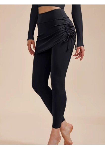 Yüksek Bel Etek Detaylı Kadın Tayt ve Atlet – Şık ve Rahat Tasarım W2010