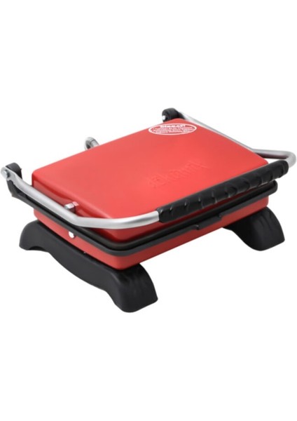 Kırmızı Organik Demir Döküm Tost Makinesi ve Fırça