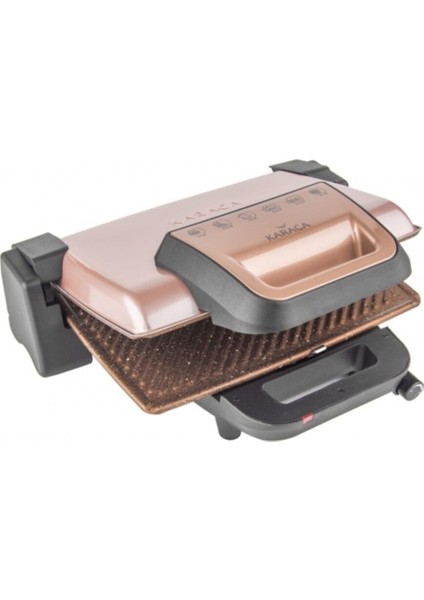 Yüksek Güçlü Parlak Rose Gold Granit Izgara ve Tost Makinesi