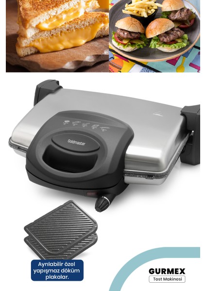 Granit Plakalı Tost ve Izgara Makinesi, 5 Kademe Isı Ayarı, 1750W