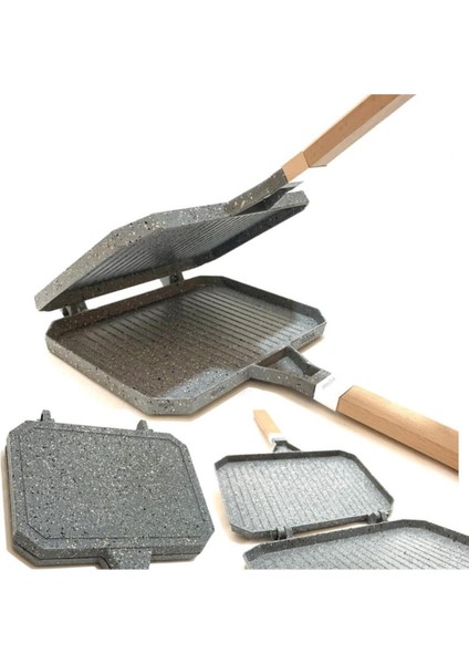 Granıt Ocaküstü Tost Makinesi, Tam Açılır, Ergonomik ve Sağlıklı Izgara