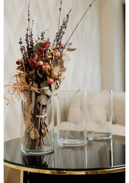 3'lü Cam Vazo Seti - 20X10 cm Şık ve Modern Dekoratif Vazo Seti