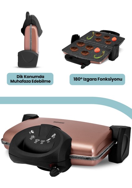 5 Kademe Isı Ayarlı Granit Tost ve Izgara Makinesi, Pratik ve Şık Kullanım fiyatları