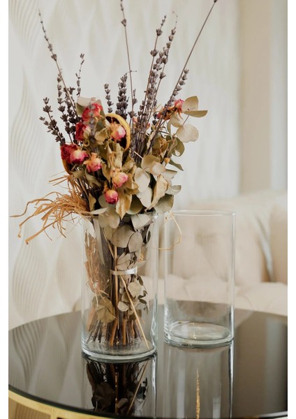 2'li Cam Vazo Seti - 20X10 cm Modern ve Şık Dekoratif Vazo Çifti