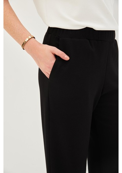 Beli Lastikli Düz Kesim Örme Pantolon modelleri