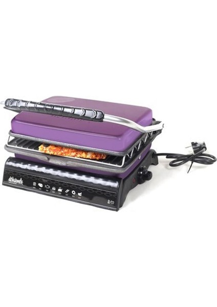 Dökümix Ultra Plus Organik Demir Izgara ve Tost Makinası, Lila Izgara Aparatlı