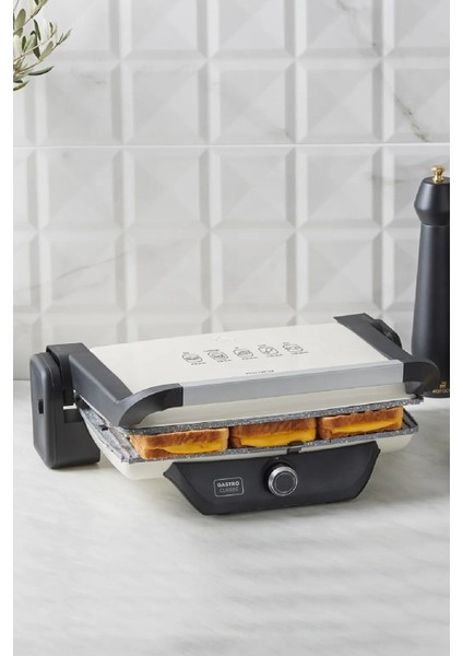 Krem Renkli 2000W 6 Dilim Izgara ve Tost Makinesi