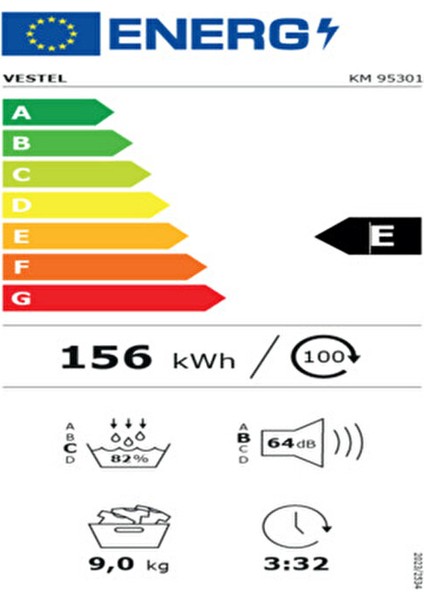 9 kg Kurutma Makinesi Isı Pompalı Enerji Sınıfı E Kırışıklık Önleme Özelliği