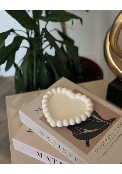 Takı Tabağı Kokulu Dekoratif Boyanabilen Taş Tozu Vernikli Beyaz indirimleri