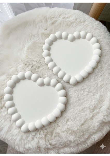 Takı Tabağı Kokulu Dekoratif Boyanabilen Taş Tozu Vernikli Beyaz