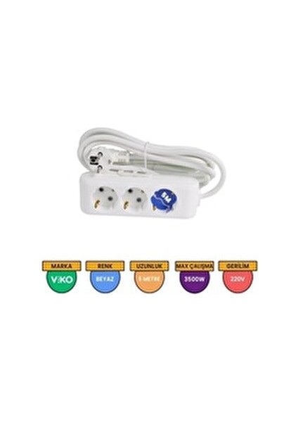 Üçlü Priz 5 m Topraklı Çocuk Korumalı Beyaz Anahtarsız Güvenli Tasarım fırsatları