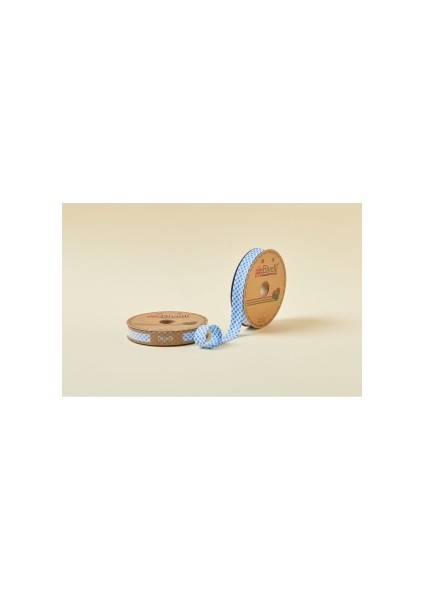 Biye Ekoseli Katlı E01 Mavi 2 cm 25 Metre %65 Koton %35 Polyester