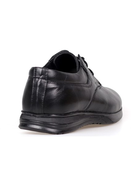 Erkek Siyah Hakiki Deri Ortopedik Günlük Ayakkabı – Kauçuk Kaymaz Taban, Bağcıklı Rahat Model indirimleri