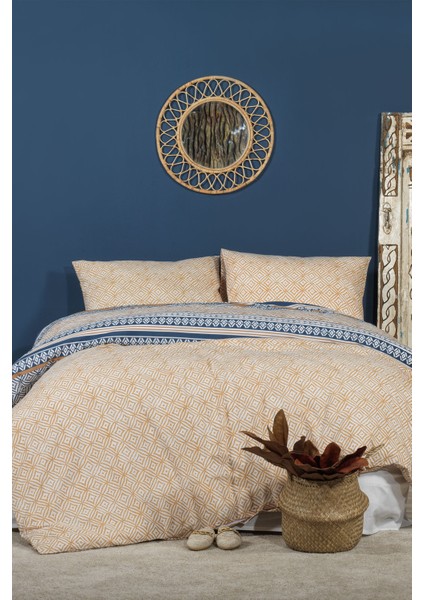 Fine Nevresim Takımı Çift Kişilik Lastikli Çarşaf Pamuklu (200X220 Cm) Bej