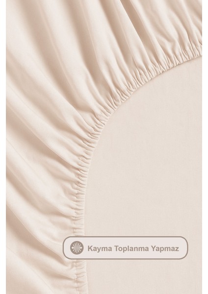 Fine Nevresim Takımı Çift Kişilik Lastikli Çarşaf Pamuklu (200X220 Cm) Bej