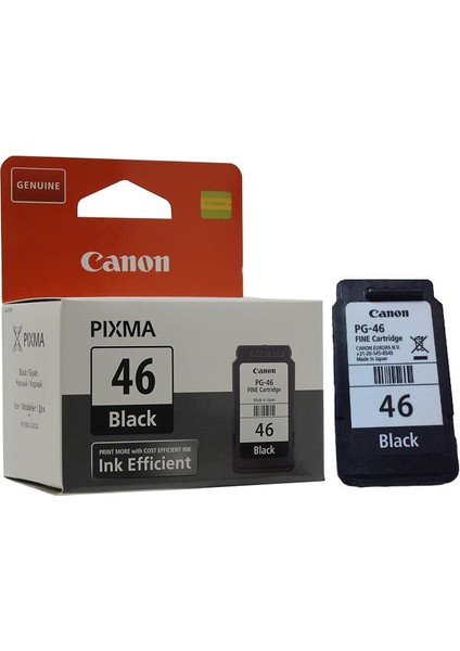 Canon PG-46 (E204/E304/E3140/E3340/E3440/E3640/E404/E414/E464/E474/E484/E4240) Orjinal Siyah Kartuşu