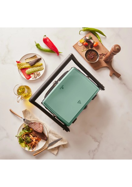 2400W Tost ve Izgara Makinesi, Şık Mavi Mist Renkli, Pratik ve Kullanışlı