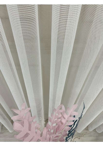Ekru (Kırık Beyaz) Renk Modern Dokulu Örme 1/3 Sık Pile Tül Perde