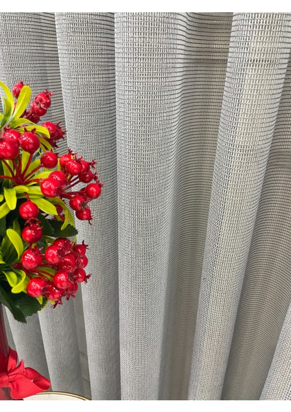 Koyu Gri Renk Modern Dokulu Örme 1/3 Sık Pile Tül Perde fırsatları
