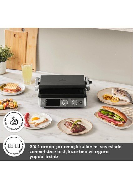 Döküm Izgara ve Tost Makinesi, 6 Dilim Kapasiteli, Dijital Ekranlı, Zamanlayıcılı fiyatları