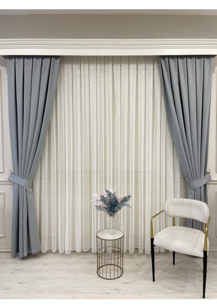 Ekru (Kırık Beyaz) Renk Modern Dokulu Örme 1/3 Sık Pile Tül Perde fırsatları