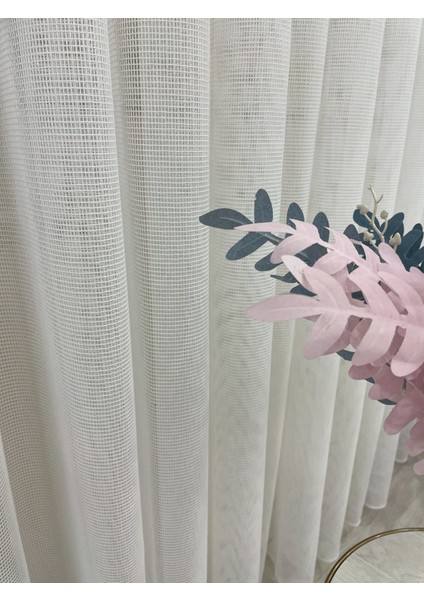 Ekru (Kırık Beyaz) Renk Modern Dokulu Örme 1/3 Sık Pile Tül Perde fiyatları