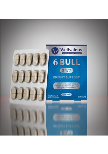 6Bull (L-Arjinin, Kore-Sibirya-Amerikan Ginseng) Erkeklere Özel Güç ve Performans Desteği 30 Tablet