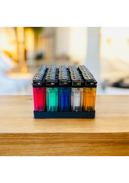 Büyük Boy Taşlı Çakmak Şeffaf 50 Adet Doldurulabilir