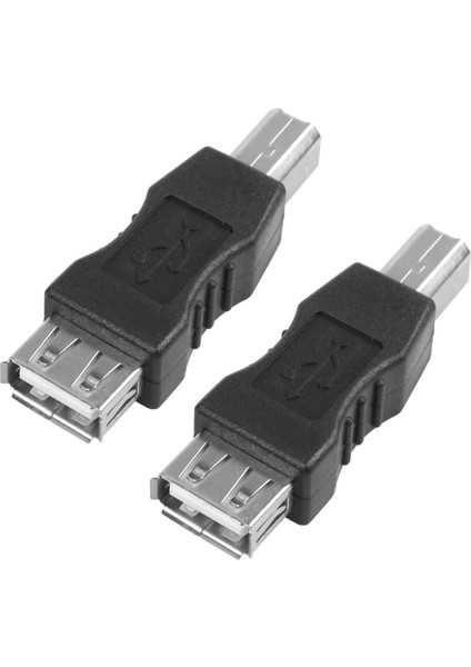 2x USB Yazıcı Adaptörü Tip A Dişi - Tip B Erkek Siyah Gümüş Ton (Yurt Dışından)
